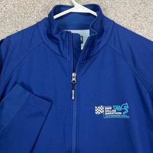 BMW Jacket Full Zip Blue Mens Large Zorrel Performance Gear Dallas Marathon Logo